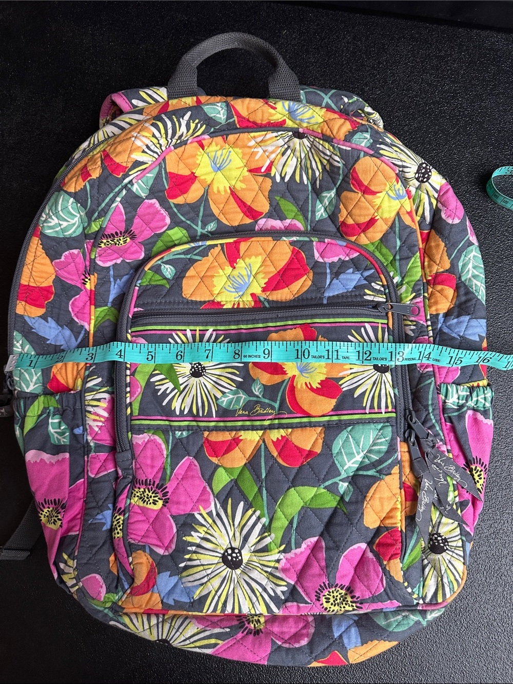 Vera Bradley Black Multi Floral Quilted Backpack with “Jazzy blooms” - Picture 12 of 13